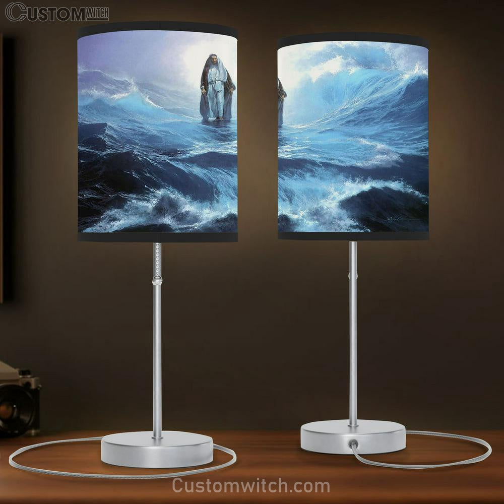Jesus Walking Water Table Lamb Pictures - Faith Art - Christian Table Lamb Gift Decor
