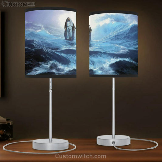 Jesus Walking Water Table Lamb Pictures - Faith Art - Christian Table Lamb Gift Decor