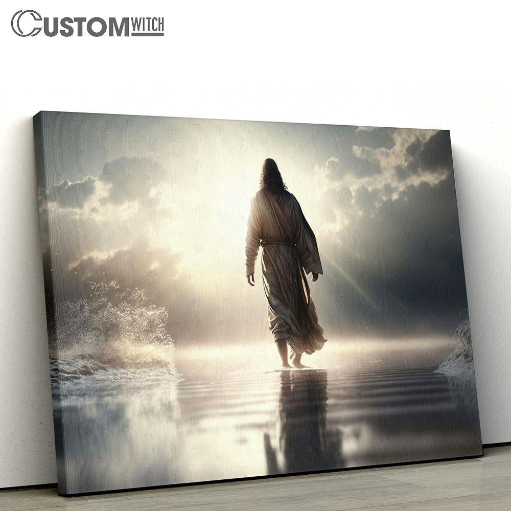 Jesus Walking Water Religious Canvas Pictures - Faith Art - Christian Canvas Wall Art Decor