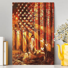 Load image into Gallery viewer, Jesus Walking With The Lambs In Forest Canvas Art - Christian Art - Bible Verse Wall Art - Religious Home Decor

