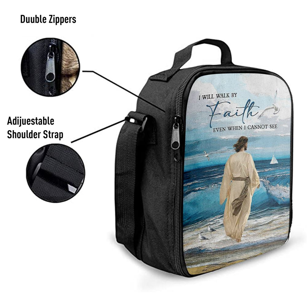 Jesus Walks I Will Walk By Faith Lunch Bag, Christian Lunch Box For School, Picnic