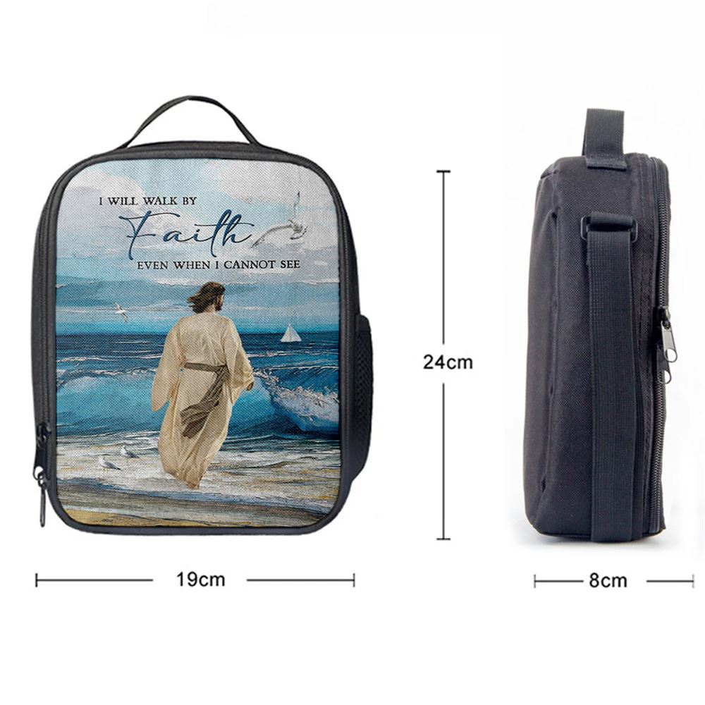 Jesus Walks I Will Walk By Faith Lunch Bag, Christian Lunch Box For School, Picnic