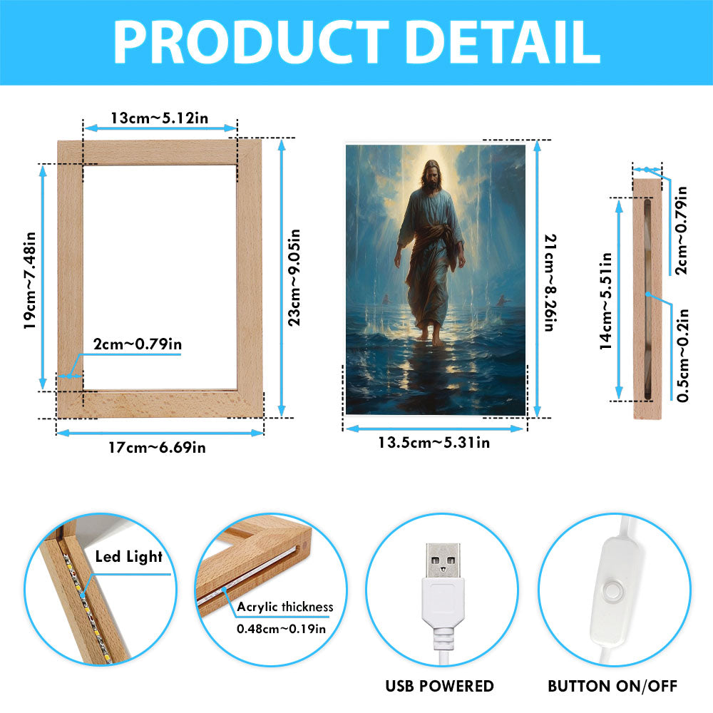 Jesus Walks On The Sea Frame Lamp Prints - Jesus Frame Lamp Art - Christian Art Decor