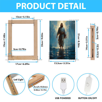 Jesus Walks On The Sea Frame Lamp Prints - Jesus Frame Lamp Art - Christian Art Decor