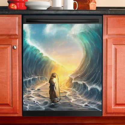 Jesus Walks On The Water Oil Painting Dishwasher Cover, Jesus Dishwasher Wrap, Christian Kitchen Decoration