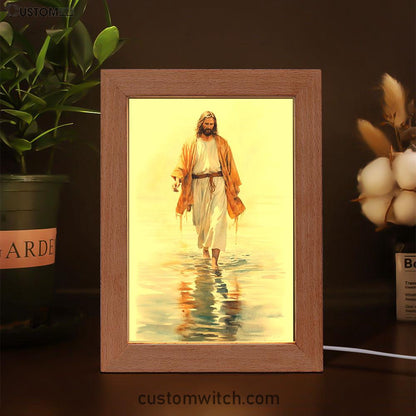 Jesus Walks On The Water Oil Painting Frame Lamp Prints - Jesus Frame Lamp Art - Christian Art Decor