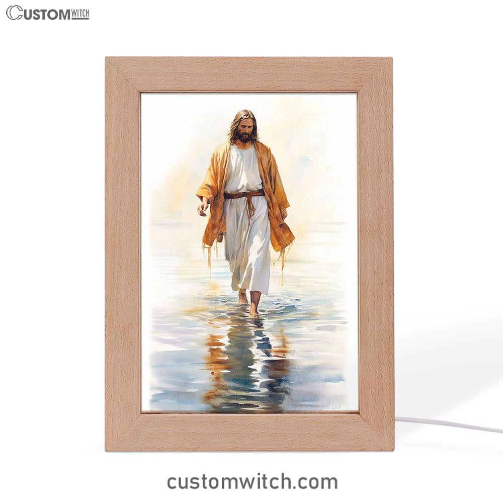 Jesus Walks On The Water Oil Painting Frame Lamp Prints - Jesus Frame Lamp Art - Christian Art Decor
