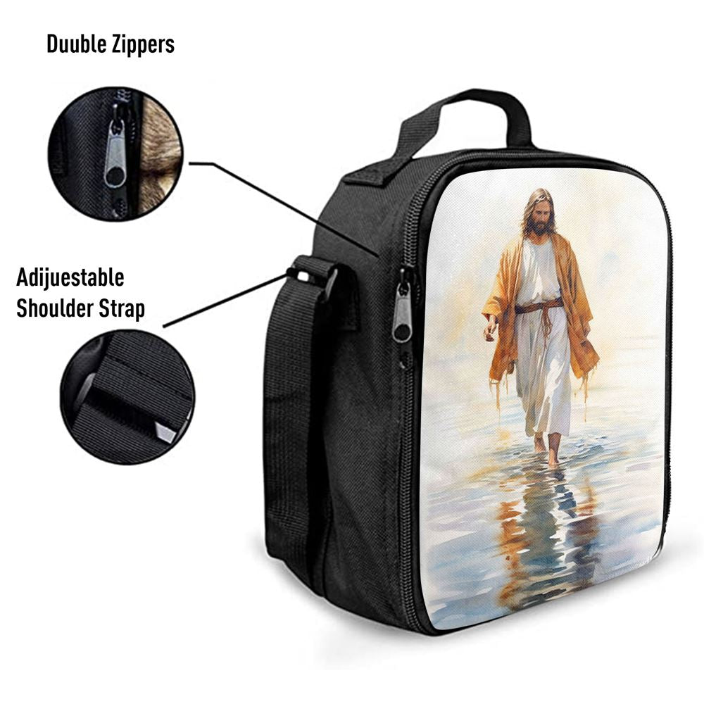 Jesus Walks On The Water Oil Painting Lunch Bag, Christian Lunch Box For School, Picnic