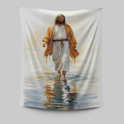 Jesus Walks On The Water Oil Painting Tapestry Prints - Jesus Tapestry Art - Christian Wall Art Decor