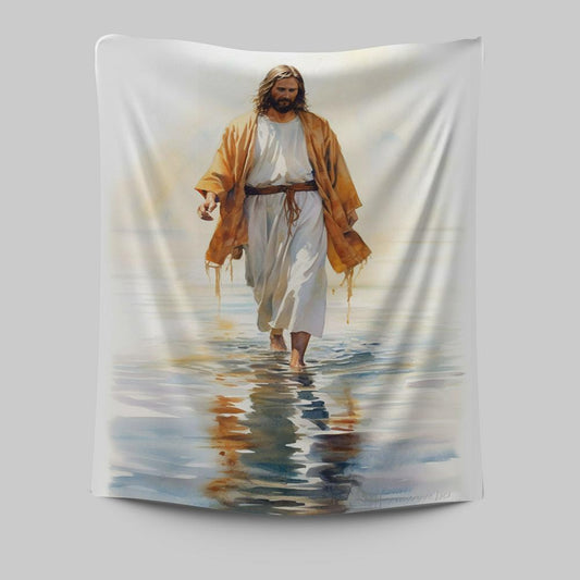 Jesus Walks On The Water Oil Painting Tapestry Prints - Jesus Tapestry Art - Christian Wall Art Decor