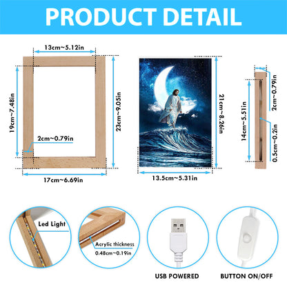 Jesus Walks On Water Art Frame Lamp - Jesus Portrait Frame Lamp Prints - Christian Art