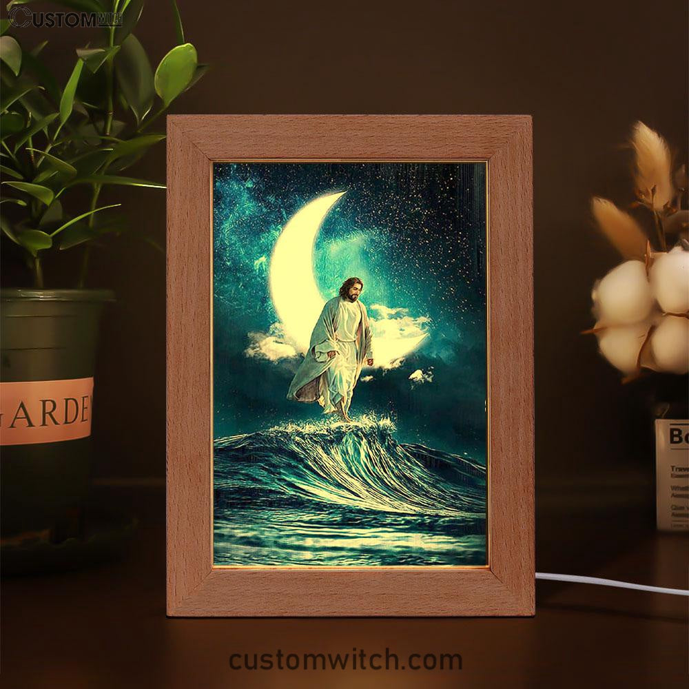 Jesus Walks On Water Art Frame Lamp - Jesus Portrait Frame Lamp Prints - Christian Art