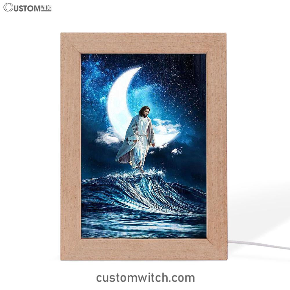 Jesus Walks On Water Art Frame Lamp - Jesus Portrait Frame Lamp Prints - Christian Art