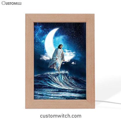 Jesus Walks On Water Art Frame Lamp - Jesus Portrait Frame Lamp Prints - Christian Art