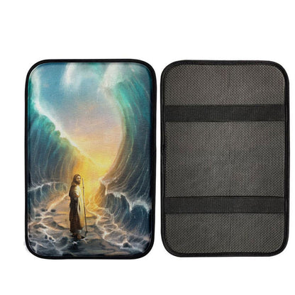 Jesus Walks On Water Car Armrest Pad - God Will Make A Way For You Car Center Console Cover, Religious Car Interior Accessories