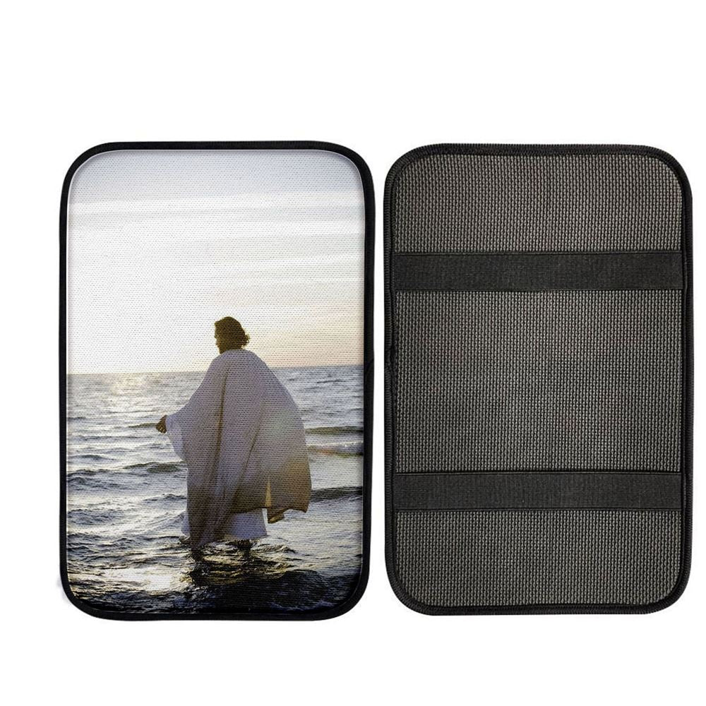 Jesus Walks On Water Car Center Console Cover - Jesus Car Armrest Pad, God Car Armrest Accessories