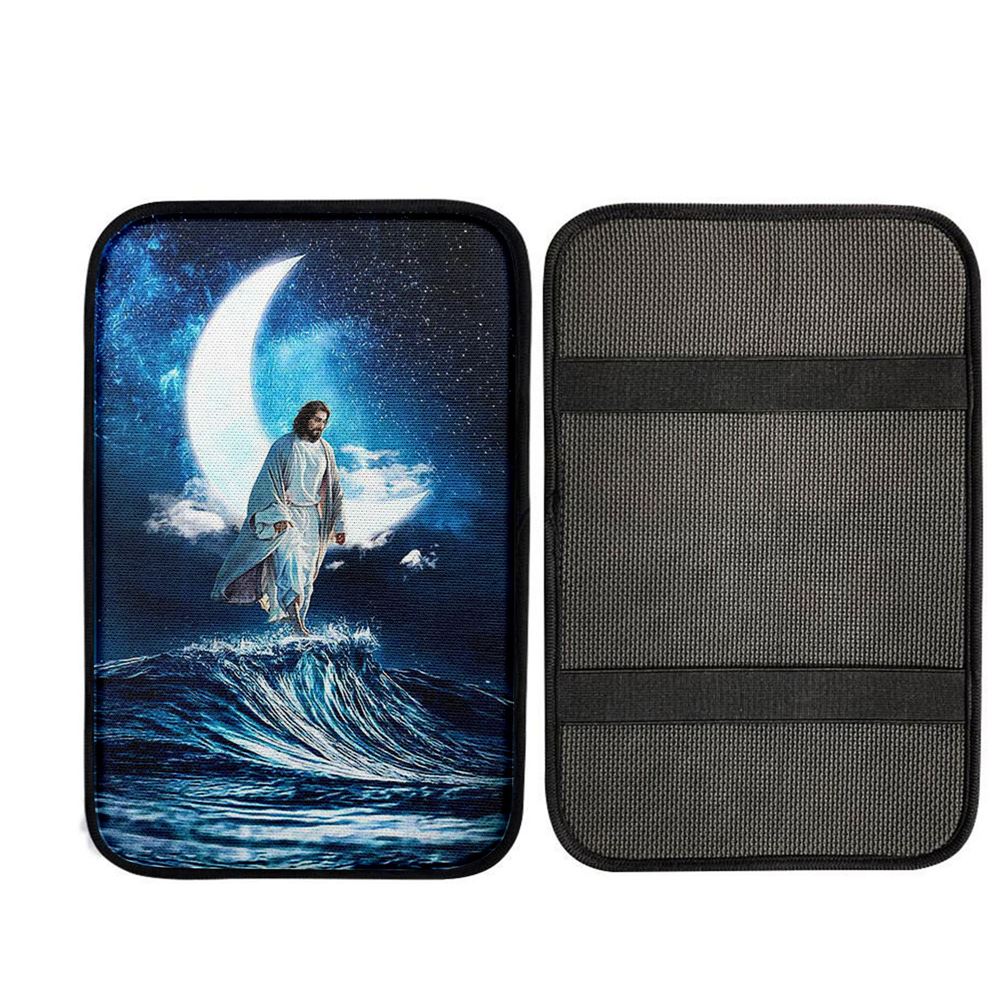 Jesus Walks On Water Car Center Console Cover, God Car Armrest Accessories