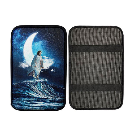 Jesus Walks On Water Car Center Console Cover, God Car Armrest Accessories