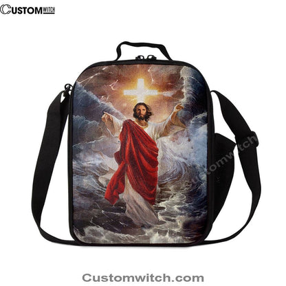 Jesus Walks On Water Cross Light Lunch Bag, Christian Lunch Box For School, Picnic