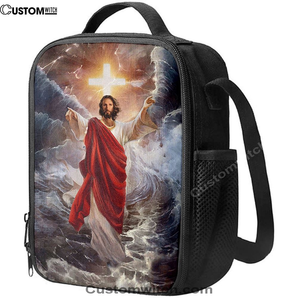 Jesus Walks On Water Cross Light Lunch Bag, Christian Lunch Box For School, Picnic