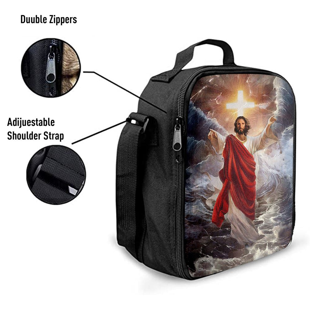 Jesus Walks On Water Cross Light Lunch Bag, Christian Lunch Box For School, Picnic