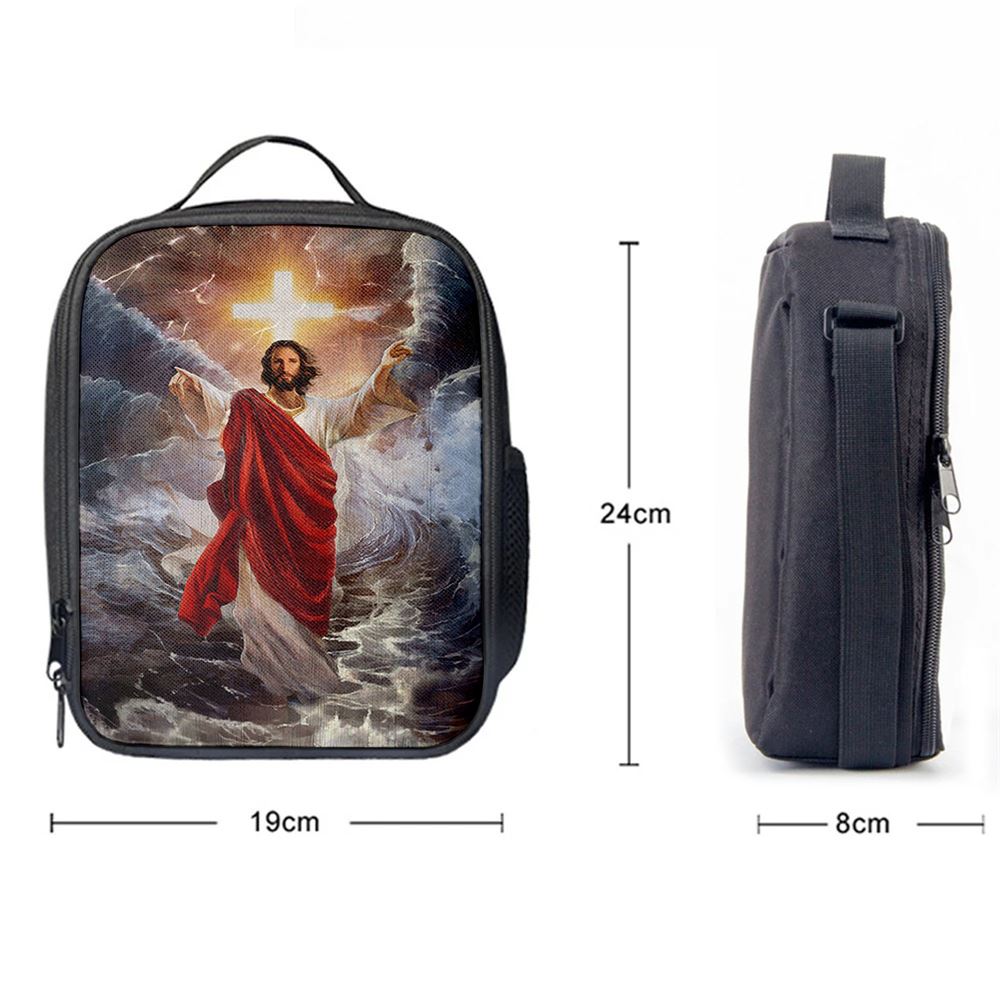 Jesus Walks On Water Cross Light Lunch Bag, Christian Lunch Box For School, Picnic