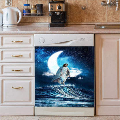 Jesus Walks On Water Dishwasher Cover, Jesus Dishwasher Wrap, Christian Kitchen Decoration