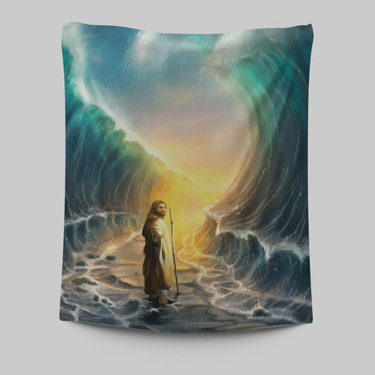 Jesus Walks On Water Tapestry - God Will Make A Way For You Tapestry Prints - Jesus Christ Tapestry Art - Christian Wall Decor