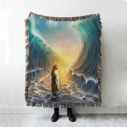 Jesus Walks On Water Woven Blanket - God Will Make A Way For You Woven Blanket Prints - Jesus Christ Woven Blanket Art - Christian Boho Blanket