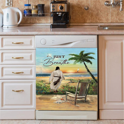 Jesus Walks Sunflower Field Dishwasher Cover, Today I Choose Joy Dishwasher Wrap, Christian Kitchen Decoration