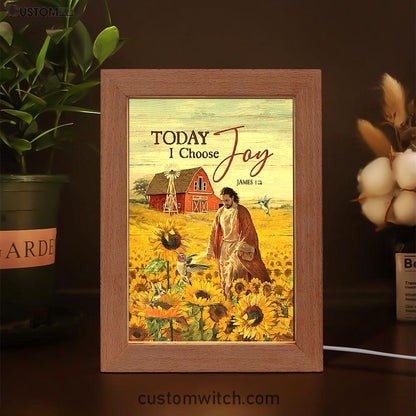 Jesus Walks Sunflower Field Frame Lamp - Today I Choose Joy Frame Lamp - Christian Art - Religious Home Decor