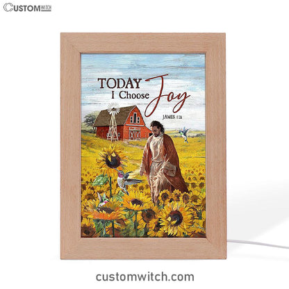 Jesus Walks Sunflower Field Frame Lamp - Today I Choose Joy Frame Lamp - Christian Art - Religious Home Decor