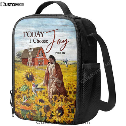 Jesus Walks Sunflower Field Lunch Bag - Today I Choose Joy Lunch Bag, Christian Lunch Box For School, Picnic