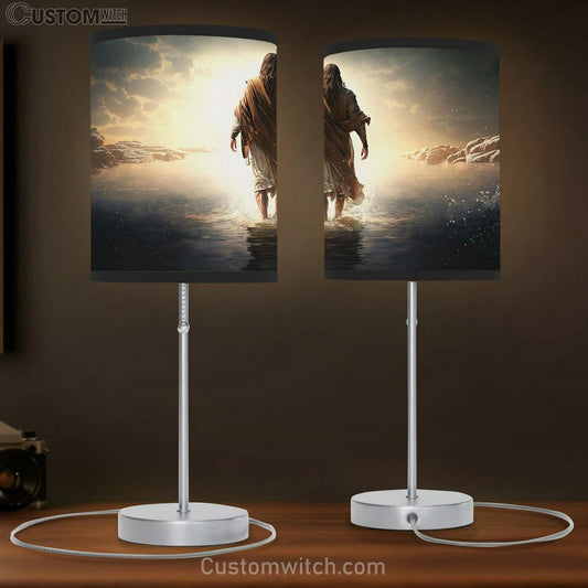 Jesus Walks Water Table Lamb Pictures - Faith Art - Christian Table Lamb Gift Decor