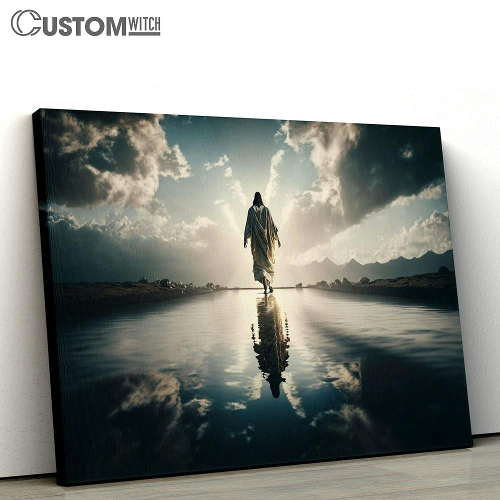 Jesus Walks Water Religious Canvas Pictures - Faith Art - Christian Canvas Wall Art Decor