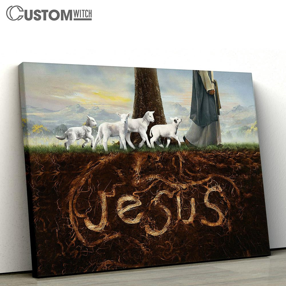 Jesus Walks With The Lamb Forest Canvas Art - Bible Verse Wall Art - Wall Decor Christian