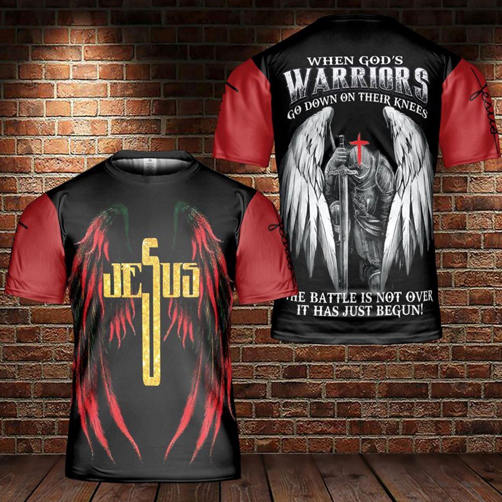 Jesus Warrior Angel Wings All Over Print 3D T Shirt For Men And Women, Christian T-Shirt, Faith Shirt
