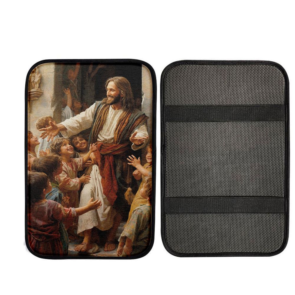 Jesus Was Surrounded By Children Car Center Console Cover, God Car Armrest Accessories