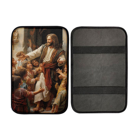 Jesus Was Surrounded By Children Car Center Console Cover, God Car Armrest Accessories