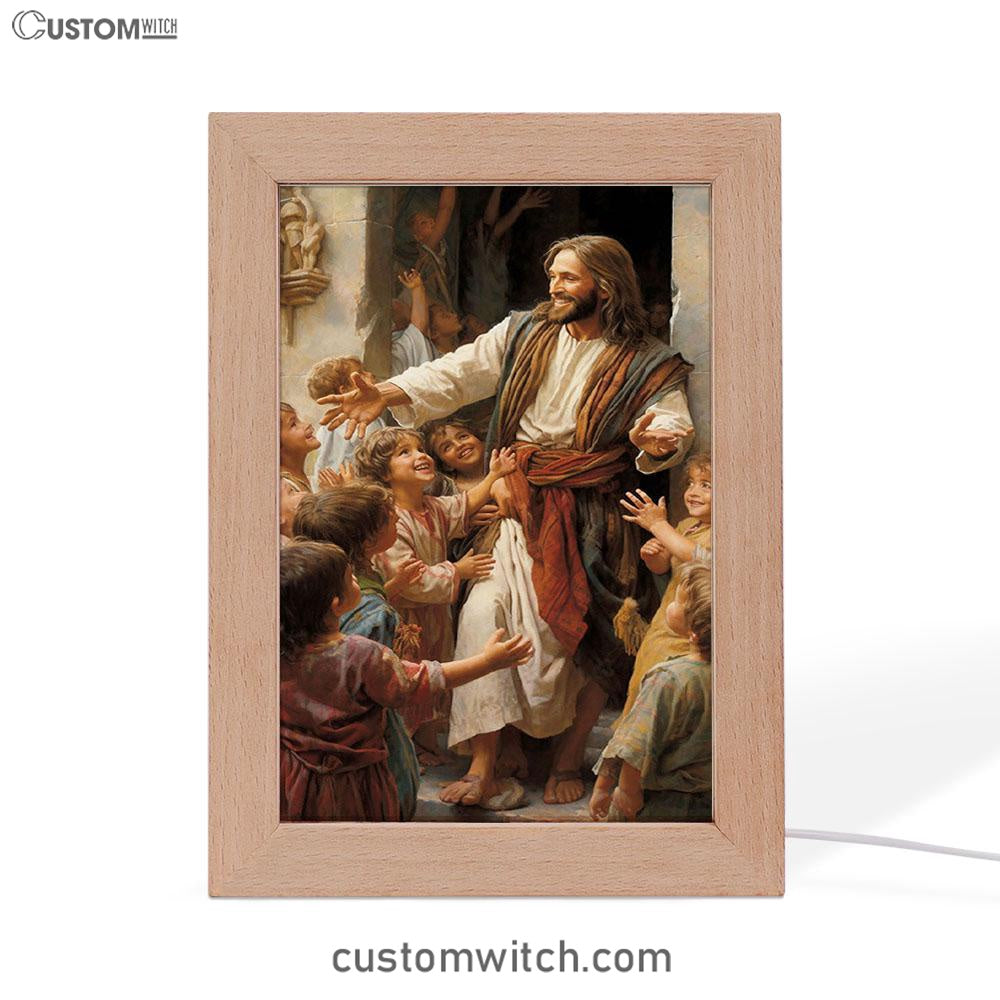 Jesus Was Surrounded By Children Frame Lamp Prints - Jesus Frame Lamp Art - Christian Art Decor