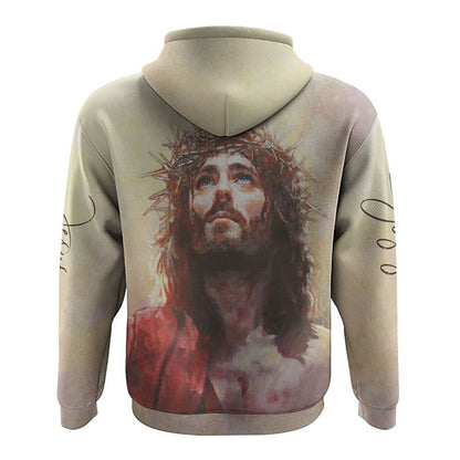 Jesus Watercolor Painting All Over Print 3D Hoodie, Christian Hoodie, Christian Sweatshirt, Bible Verse Shirt