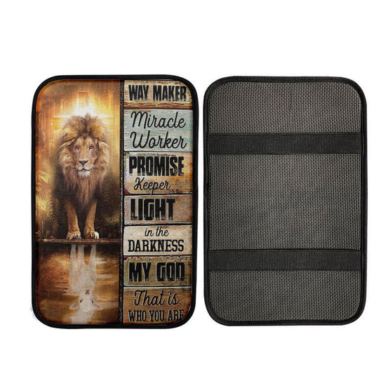 Jesus Way Maker Lion Of Judah Car Center Console Cover, Christian Car Interior Accessories