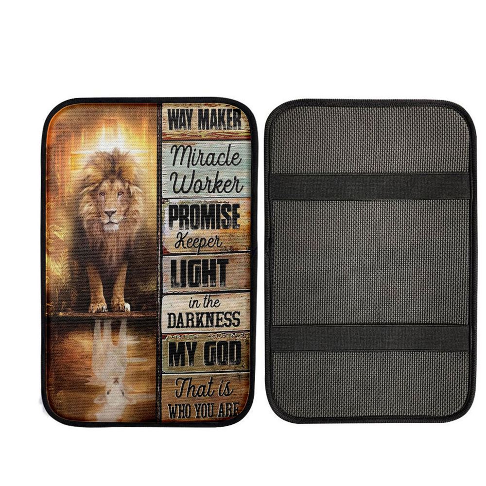 Jesus Way Maker Lion Of Judah Car Center Console Cover, God Car Armrest Accessories