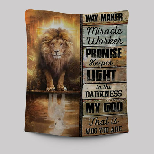 Jesus Way Maker Lion Of Judah Tapestry Prints - Bible Verse Wall Decor - Scripture Wall Art