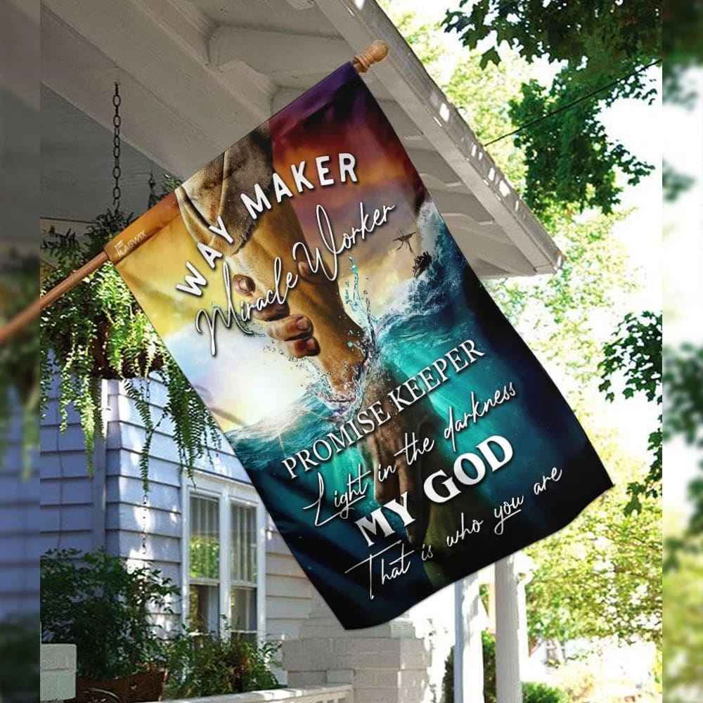 Jesus Way Maker Miracle Worker Promise Keeper Light In The Darkness House Flags, Christian Flag, Scripture Flag, Garden Banner