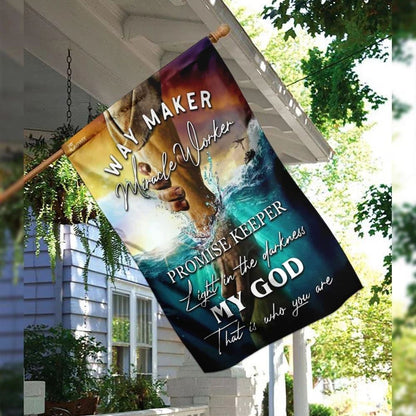 Jesus Way Maker Miracle Worker Promise Keeper Light In The Darkness House Flags, Christian Flag, Scripture Flag, Garden Banner