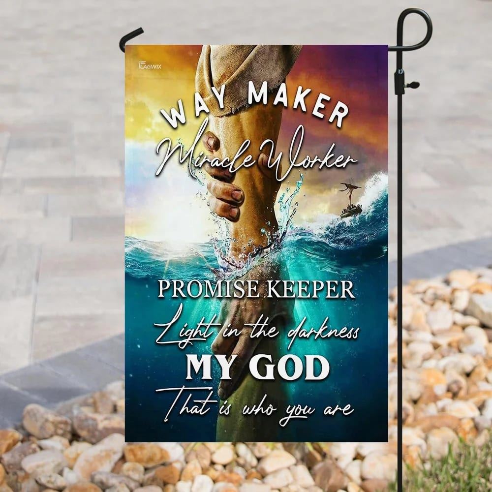 Jesus Way Maker Miracle Worker Promise Keeper Light In The Darkness House Flags, Christian Flag, Scripture Flag, Garden Banner