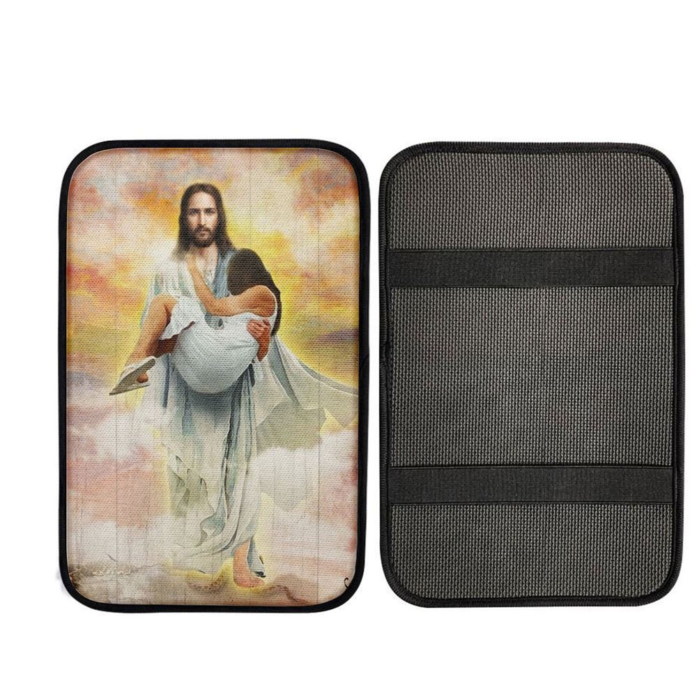 Jesus Way To Heaven Walking With Jesus Car Center Console Cover, Car Armrest Pad, Christian Gift, Armrest Box Mat
