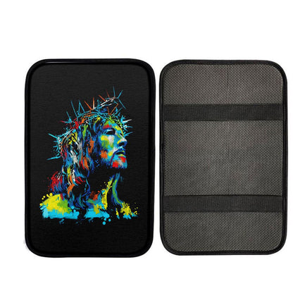 Jesus Wearing Crown Of Thorns Car Center Console Cover, God Car Armrest Accessories