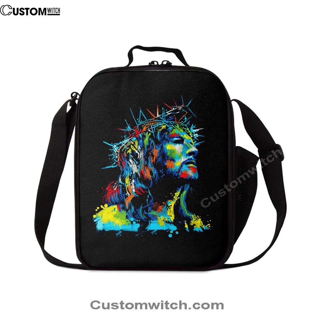 Jesus Wearing Crown Of Thorns Lunch Bag, Christian Lunch Box For School, Picnic